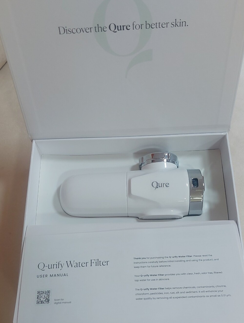 Qure White Water Filter Attachment for Better Skin
